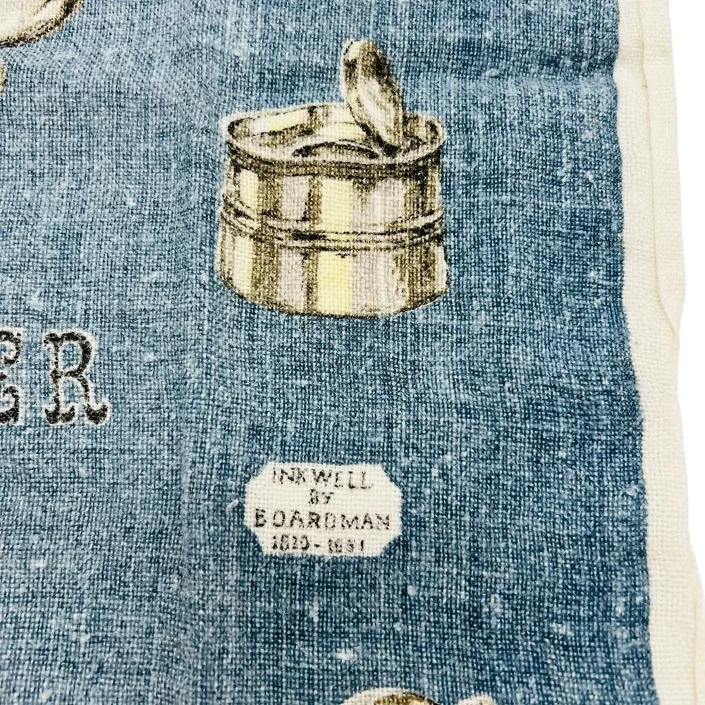 Kay Dee VTG 1950s MCM Hand Printed Linen Tea Towel Set American Pewter Kitchen‎
